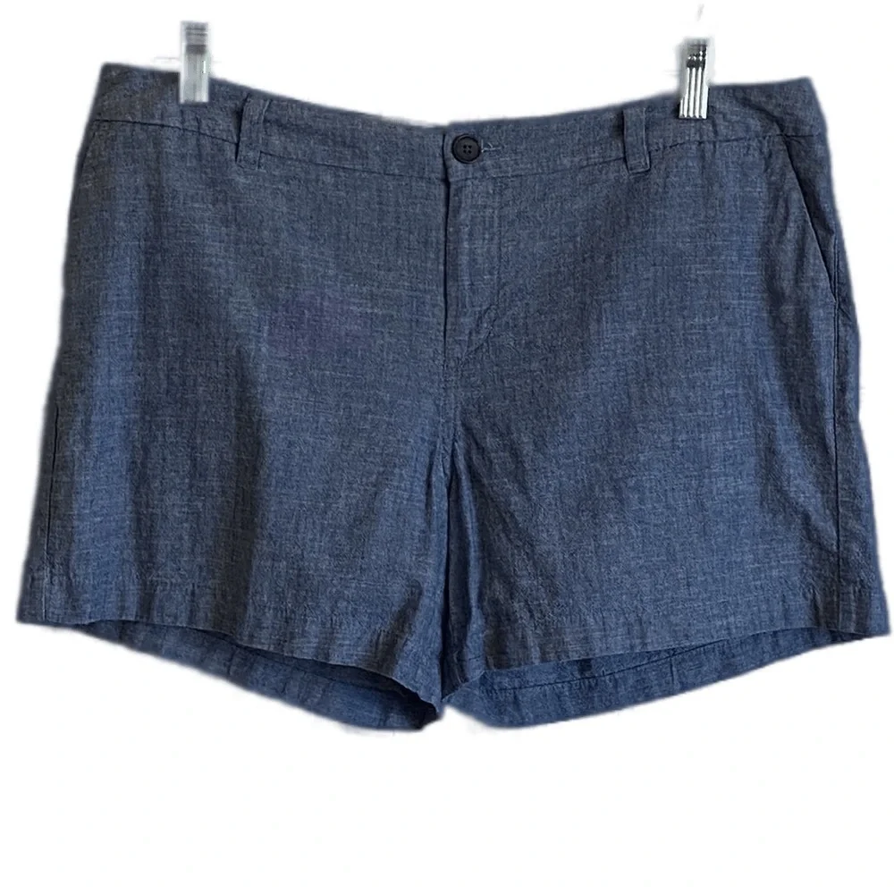 Chambray Chino Shorts Delicate Blue Denim Lightweight Cotton Womens Size 12
